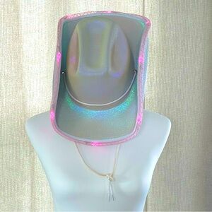 Light Up White Shimmer Cowboy Hat